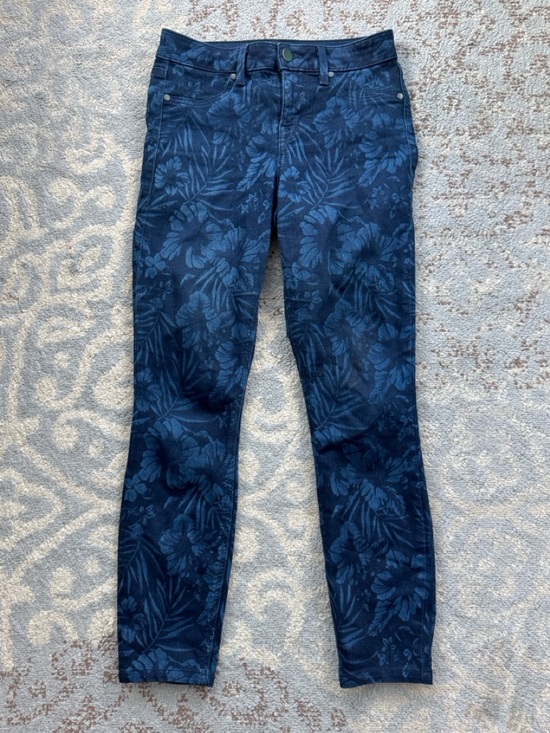 LEVEL 99 Janice Mid Rise Skinny Denim Jeans Floral Jamaica Dark Blue 26 - Picture 4 of 10